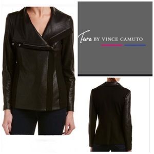 TWO BY VINCE CAMUTO PONTE KNIT MOTO JACKET